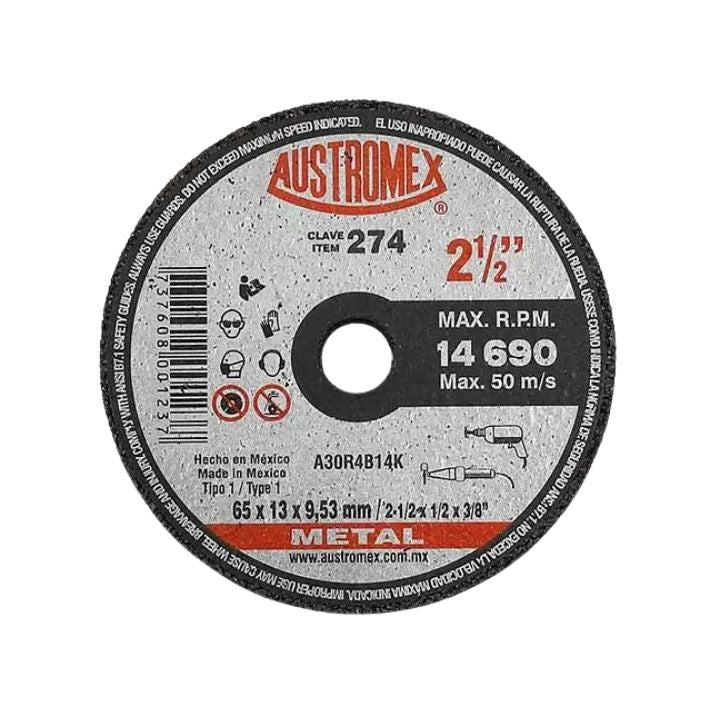 RUEDA DESBASTE 2-1/2 X 1/2 X 3/8 GRADO 30 GRUESO (RESINOSA) AUSTROMEX 274