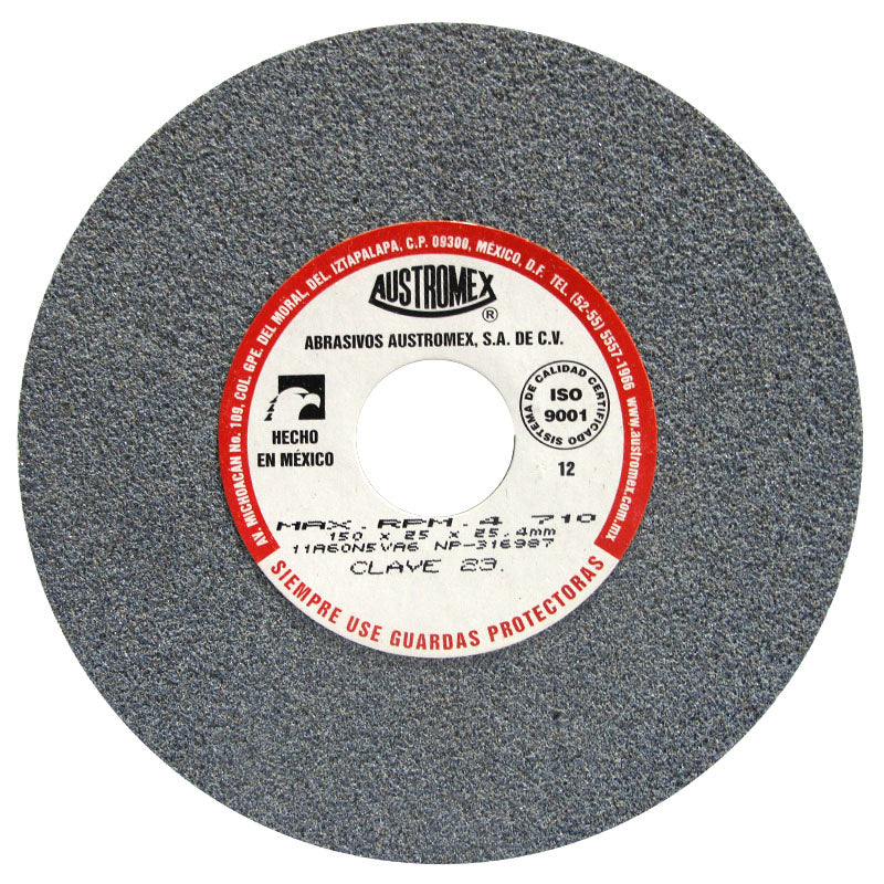 RUEDA ABRASIVA 6" X 1" X 1" GRADO 60 MEDIO AUSTROMEX USO GENERAL (ALTO RENDIMIENTO) mod. 23