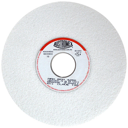 RUEDA ABRASIVA BLANCA 7 X 1/2 X 1-1/4 GRADO 46 GRUESO (AFILADO) AUSTROMEX 192