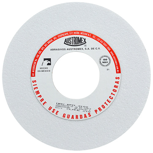 RUEDA ABRASIVA BLANCA 10" X 1" X 3" GRADO 60 MEDIO (AFILADO) AUSTROMEX 210