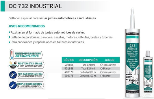 SILICON INDUSTRIAL BLANCO (CHICO 82.8ml) DOW CORNING 732 / 501958