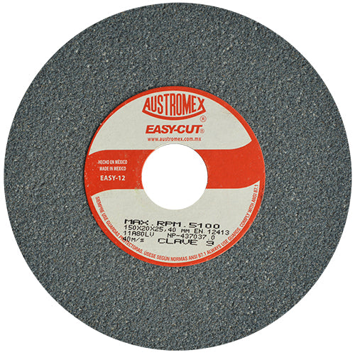 RUEDA ABRASIVA 6'' X 3/4 X 1'' GRADO 80 FINO USO GENERAL EASY CUT AUSTROMEX 9