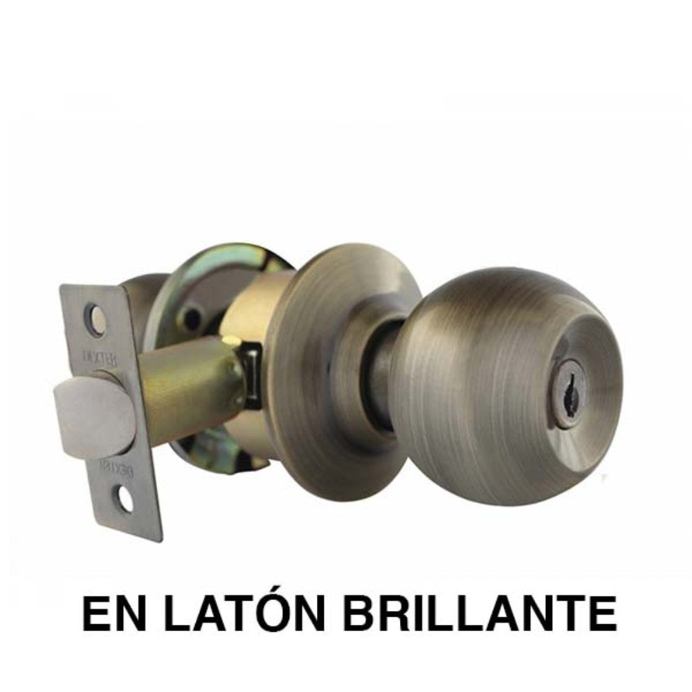 CERRADURA DE PERILLA BARZA LLAVE-BOTON LATON BRILLANTE (RECAMARA)(BLISTER) DEXTER 6801