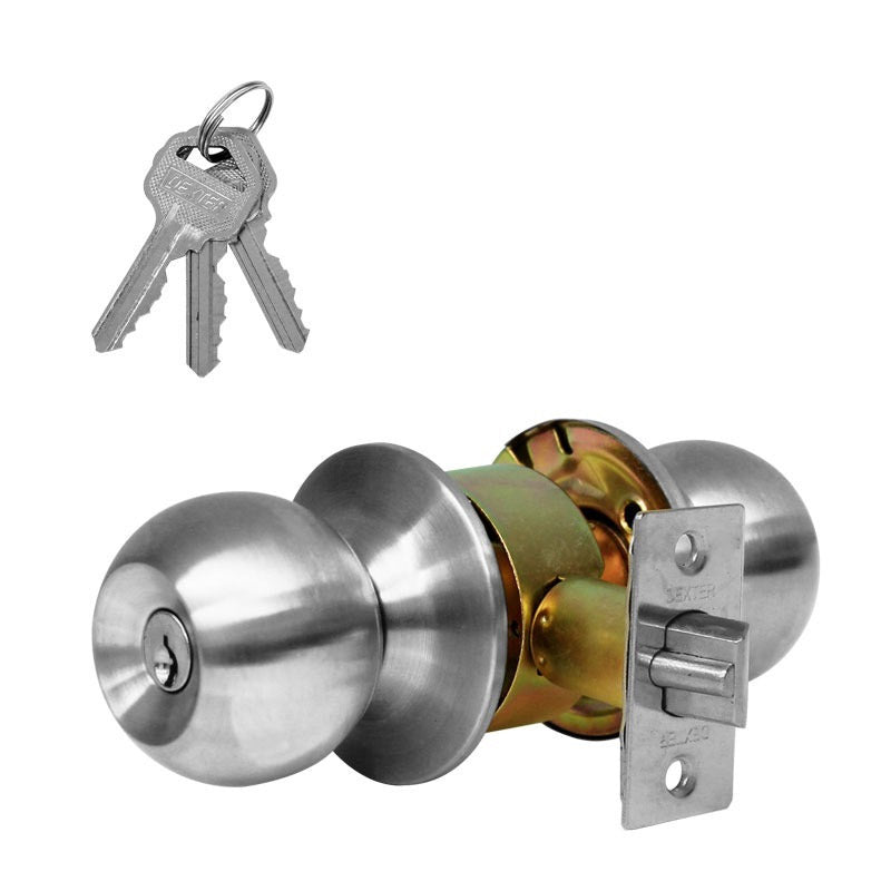 CERRADURA DE PERILLA BARZA LLAVE-BOTON ACERO INOX (RECAMARA) DEXTER 6825