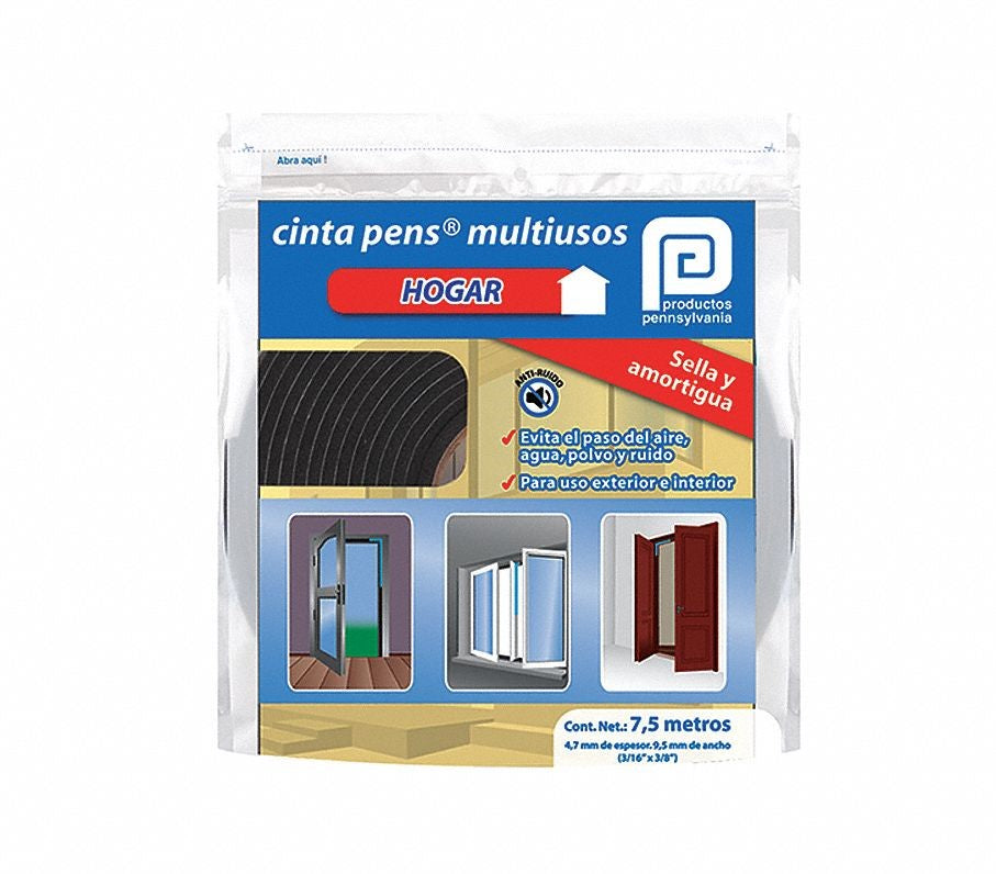 CINTA MULTIUSOS DE ESPUMA 3/8" X 7.5m NEGRO PENNSYLVANIA CSE2N620