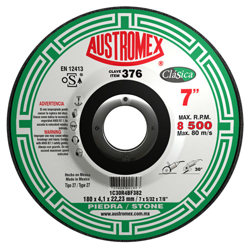 DISCO CORTE Y DESBASTE PIEDRA 7" X 5/32" X 7/8" CLASICA AUSTROMEX 376
