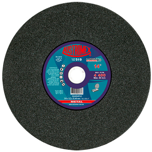 DISCO CORTE METAL 14" X 7/64 X 1" (P/ CORTADORA) LARGA DURACION AUSTROMEX 519