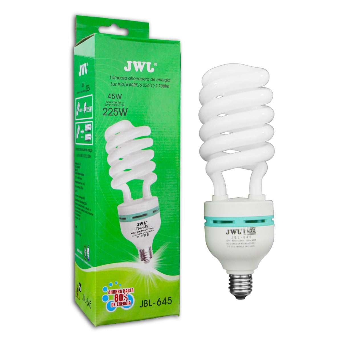 FOCO AHORRADOR ESPIRAL 45W = 250W BLANCO JWJ JBL-645