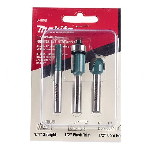 FRESAS DE ROUTER (JUEGO) (REDONDA/BISEL/MEDIA LUNA) MAKITA D16461