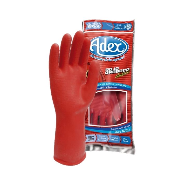 GUANTE ROJO GRABADO TALLA #8 ADEX