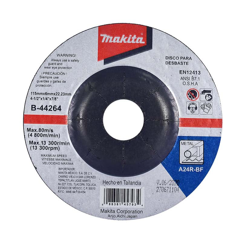 DISCO DESBASTE METAL 4-1/2 X 1/4 X 7/8 MAKITA A-90364 / B44264