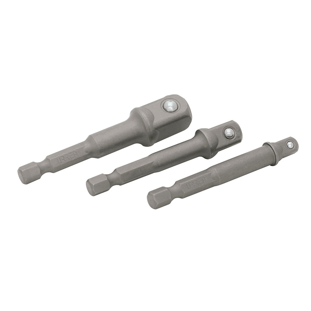 JUEGO DE 3 ADAPTADORES PARA DADOS DE CUADRO (1/4", 3/8" Y 1/2") URREA J500