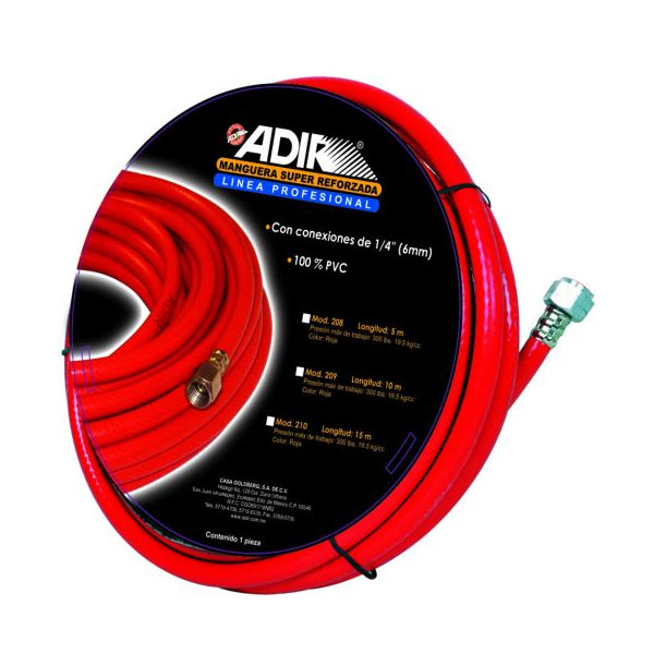MANGUERA SUPER REFORZADA PVC 1/4 X 15m ADIR 210