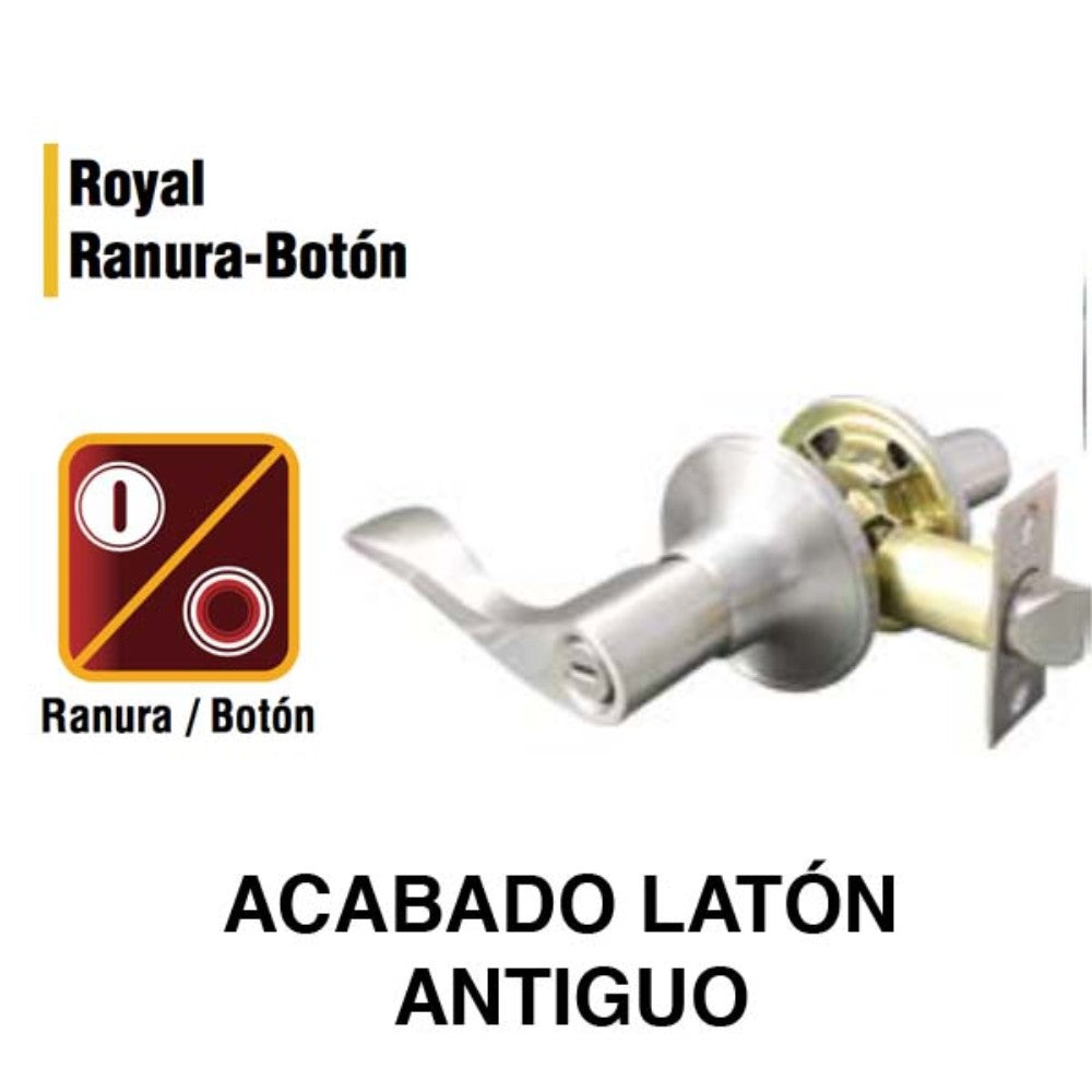 CERRADURA DE MANIJA ROYAL RANURA-BOTON LATON ANTIGUO (CAJA) DEXTER 5819