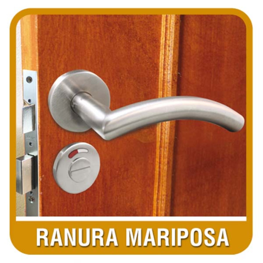 CERRADURA DE MANIJA DELUXE "L" RANURA-MARIPOSA ACERO INOX (BAÑO) DEXTER 6509