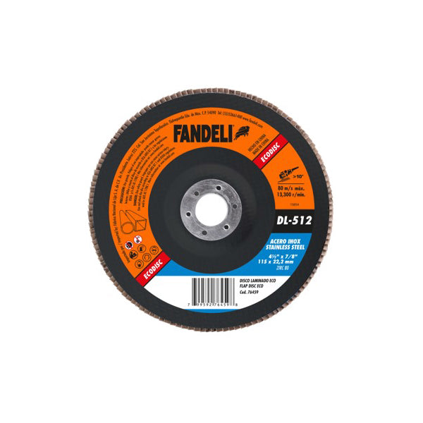 DISCO LAMINADO ZIRC Z-80 METAL E INOX 4-1/2" (ECONOMICO) DL-512 FANDELI 76459