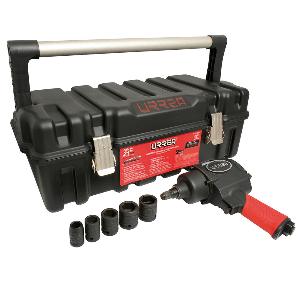 JUEGO DE PISTOLA NEUMATICA UPC731A DE 1/2' 10 PIEZAS METRICO URREA UP731AKM