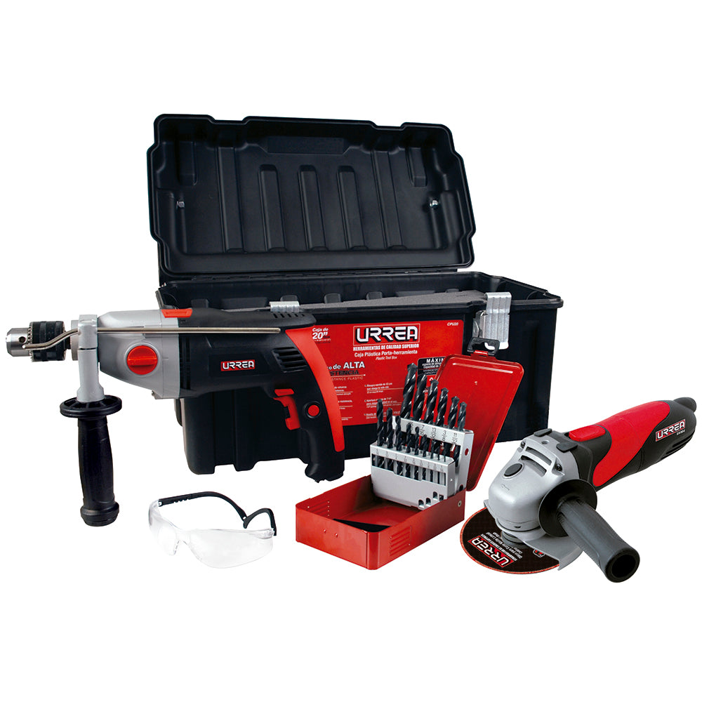 JUEGO DE HERRAMIENTA ELECTRICA EN CAJA PLASTICA 22 PIEZAS URREA JPU02