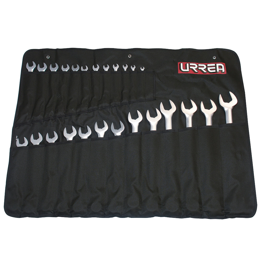 JUEGO DE 25 LLAVES COMBINADAS SATINADAS 12 PUNTAS METRICAS URREA 1200QMA