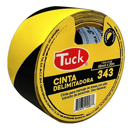 CINTA DELIMITADORA AMARILLO CON NEGRO 48MM X 20M (2") TUK 343 A-N