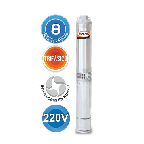 BOMBA SUMERGIBLE EVANS 1CF 220V TRIFASICA INMERSION SD410ME0100G