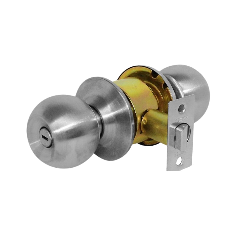 CERRADURA PERILLA BARZA RANURA-BOTON ACERO INOX (BAÑO)(CAJA) DEXTER 6606