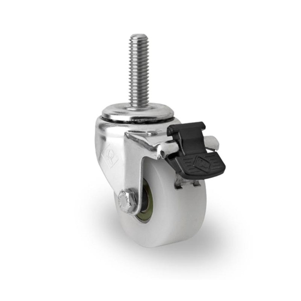 RODAJA INDUSTRIAL 2" POLIETILENO ESPIGA ROSCA 7/16" Y FRENO INOX BALERO HI516BPOLTFR 45kg