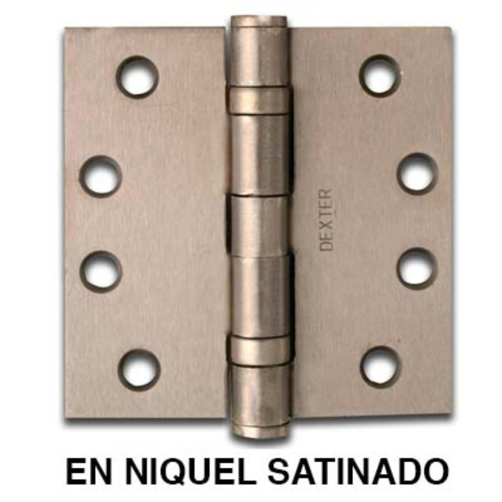 BISAGRA ARQ NIQUEL SATINADO 4-1/2 X 4-1/2 GRUESO 3.3mm (S/BALERO)(PUERTA 70Kg) DEXTER 7242