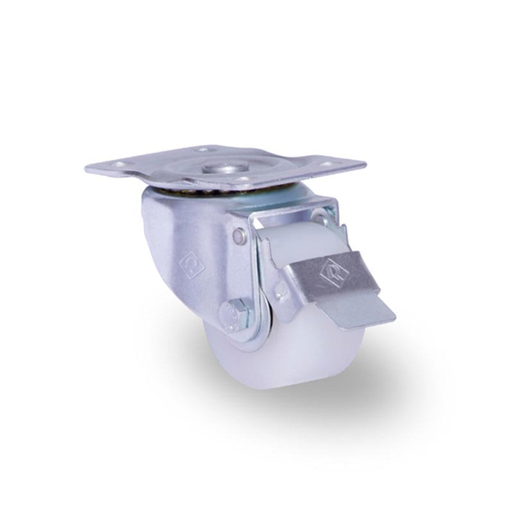 RODAJA INDUSTRIAL 2-1/2" POLIETILENO PLACA GIRA Y FRENO PIE BALERO HI64PGBFRPOLT 100kg