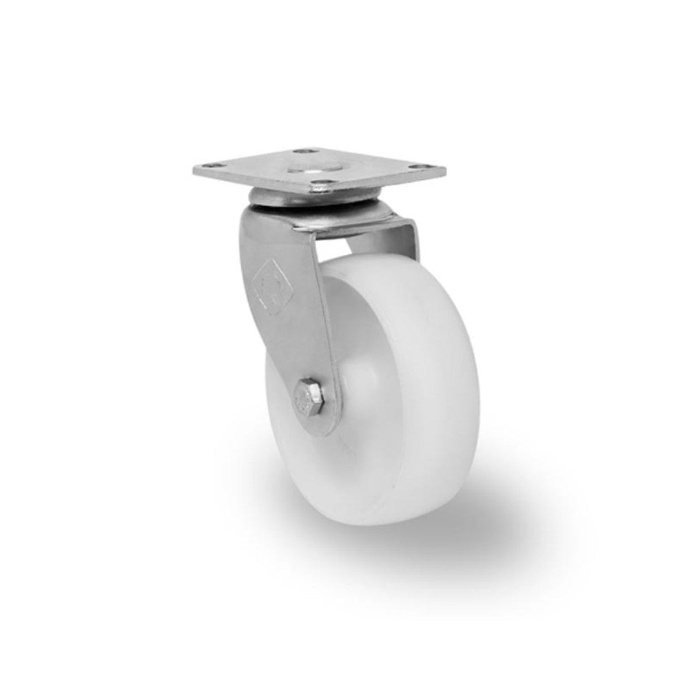 RODAJA INDUSTRIAL 4" NYLON PLACA GIRATORIA SERIE 2 BUJE H2I101PGGANY 220kg