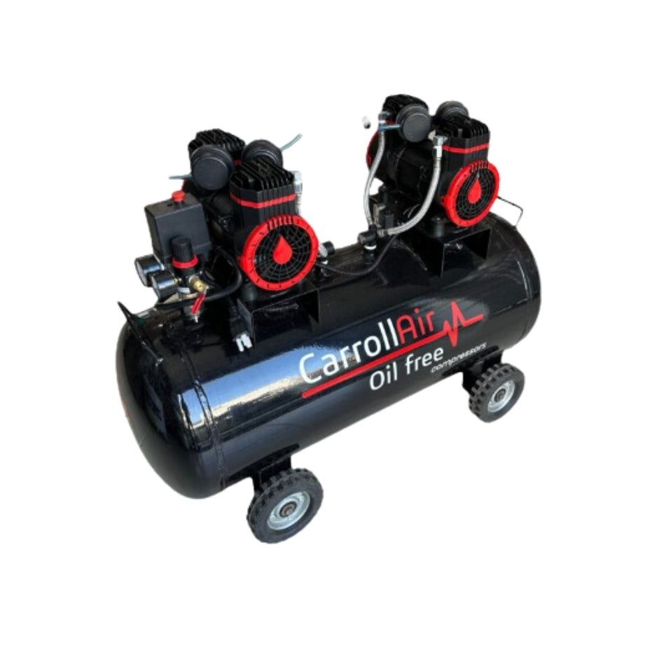 COMPRESOR HORIZONTAL LIBRE DE ACEITE (DOS MOTORES DE 550W) 70LT CARROLL CAR-HSUD550*2-70L