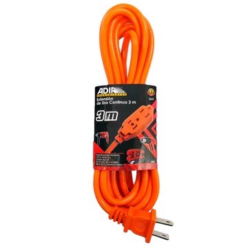 EXTENSION USO RUDO NARANJA 3 m 127V 10A ADIR 2631/13808