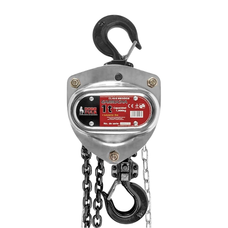 GARRUCHA CROMADA CON CADENA 1 TONELADAS X 3m CROMADA DOGO/WESTON HB5002/M-01270