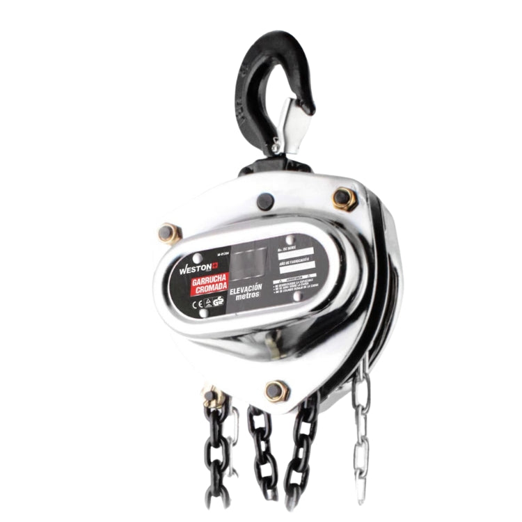 GARRUCHA CROMADA CON CADENA 2 TONELADAS X 3m CROMADA WESTON M-01300