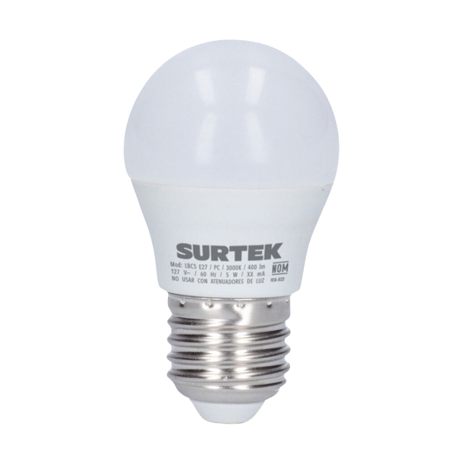 FOCO TIPO BULBO LED A19 5W LUZ CALIDA SURTEK LBC5 (M-J)