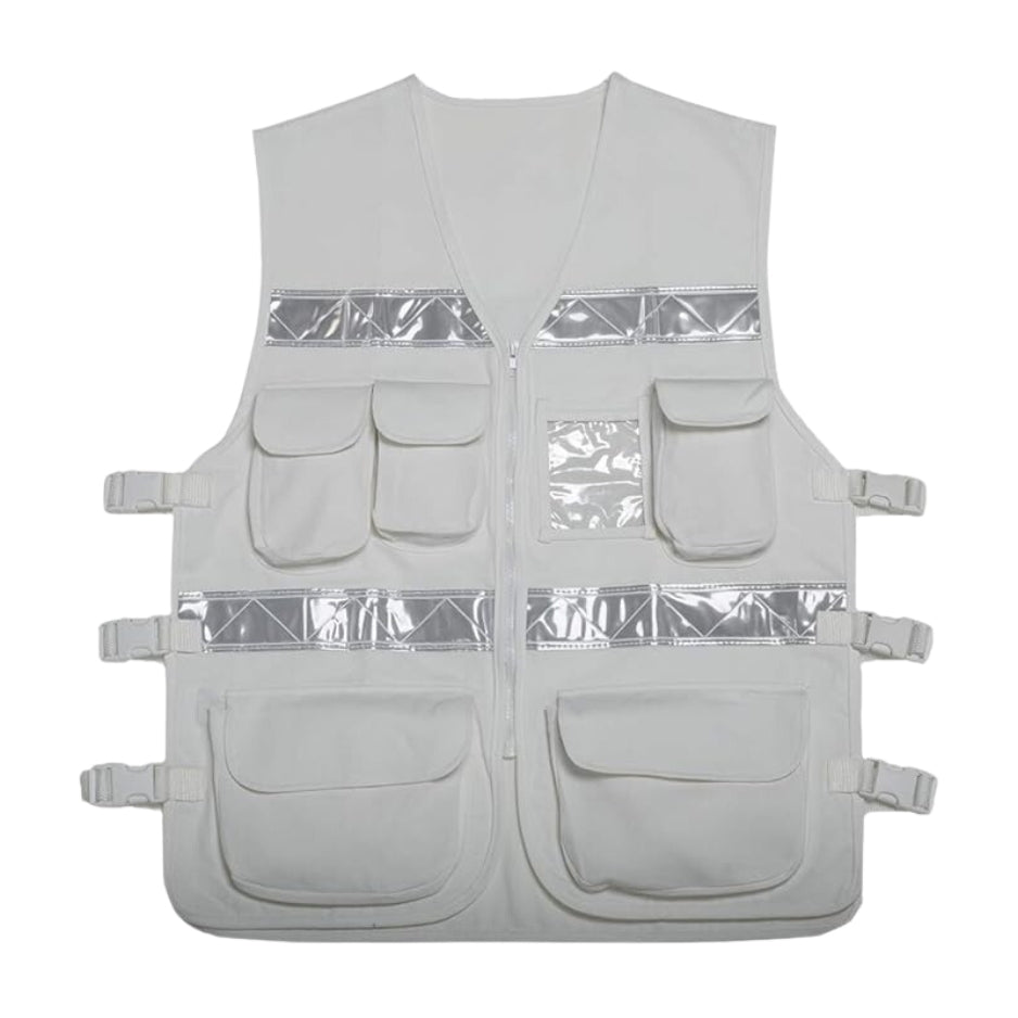 CHALECO VIAL TELA GABARDINA BLANCO 7 BOLSAS UNITALLA 1605JLS/BL-PP-UNI