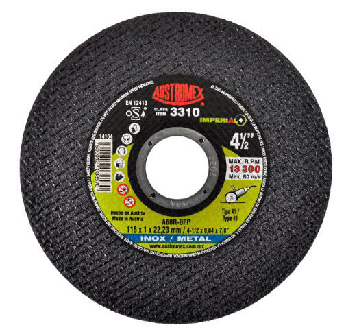 DISCO CORTE INOX (2 EN 1) 4-1/2 X 3/64 X 7/8 IMPERIAL AUSTROMEX 3310