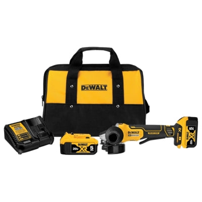ESMERILADORA ANGULAR 4 1/2" INALAMBRICA 2 BATERIAS Y CARGADOR SIN CARBONES 20V MAX DEWALT DCG413P2-B3