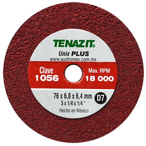 RUEDA UNIX PLUS ROJA 3" X 1/4" X 1/4" (DENSIDAD #7) AUSTROMEX 1056