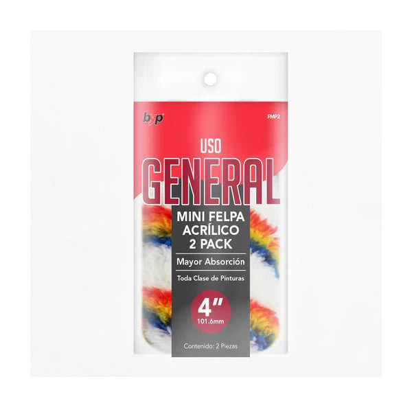 FELPA PARA MINI RODILLO 4" USO ACRILICO 2 PIEZAS BYP FMP2