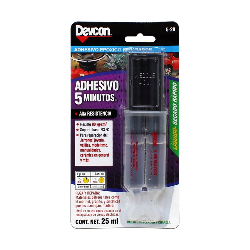 PLASTIACERO SECADO RAPIDO 5 MIN JERINGA 25ml TRANSPARENTE DEVCON 5-28