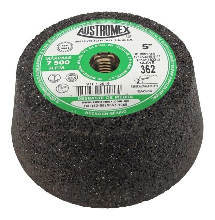 COPA DESBASTE PIEDRA 5" X 2" X 5/8" GRANO 16 (GRUESO) IMPERIAL AUSTROMEX 362