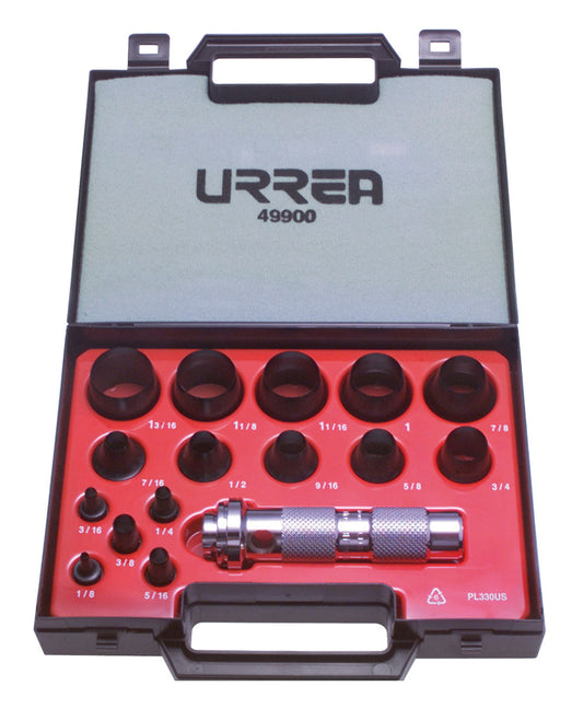 SACABOCADOS (JUEGO 16PZ) 1/8-1 3/16" URREA 49900