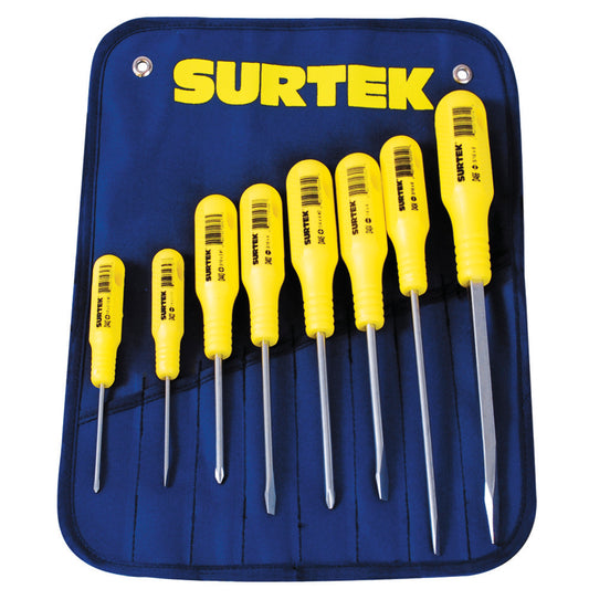 DESTORNILLADORES (JUEGO 8PZ) EN ESTUCHE DE VINIL SURTEK D400B