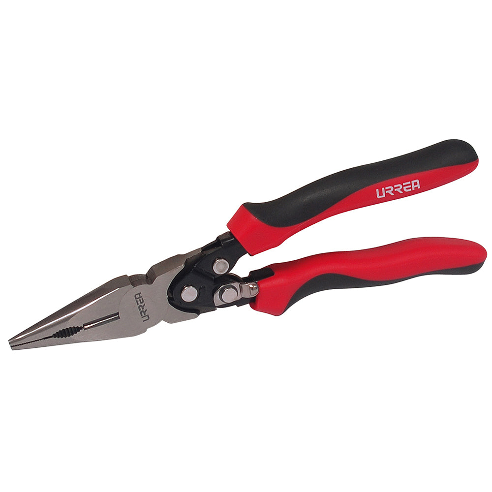 PINZA PARA ELECTRICISTA 8" PUNTA LARGA PALANCA COMPUESTA URREA 2292GCL