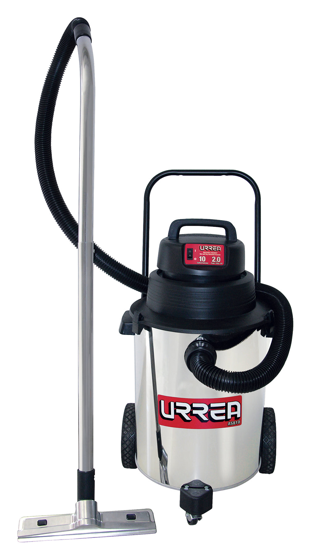 ASPIRADORA DE ACERO INOXIDABLE 10 GAL 2HP USO PESADO URREA AS810