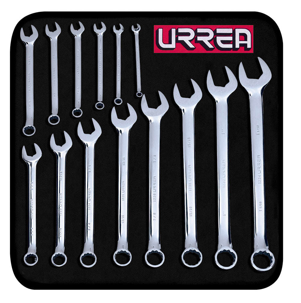 LLAVES MIXTAS (JUEGO 14PZ) 12 PUNTAS (1/4" A 1-1/16") URREA 1200D