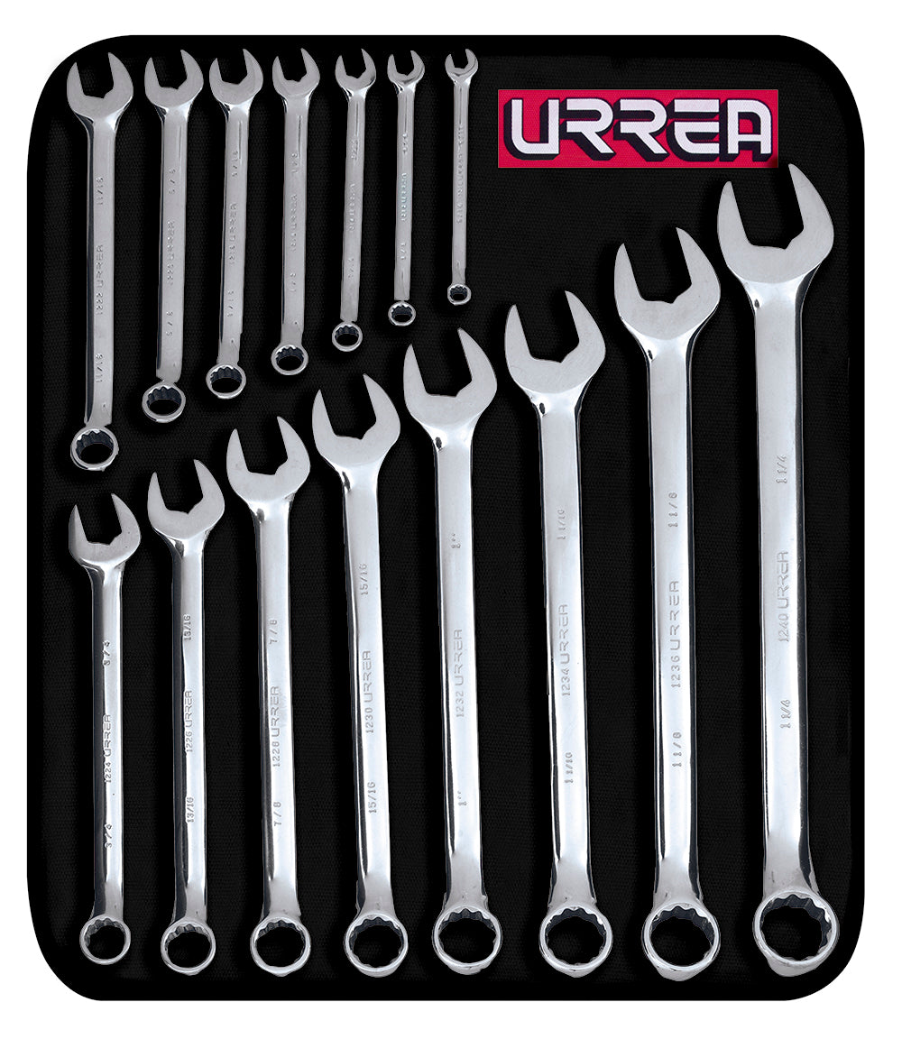 LLAVES MIXTAS (JUEGO 15PZ) 12 PUNTAS (5/16" A 1-1/4") URREA 1200F