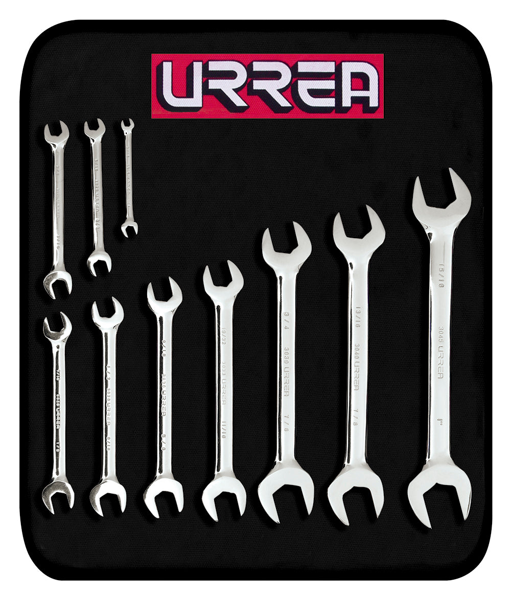 LLAVES ESPANOLAS (JUEGO 10PZ) (3/16" X 1/4" A 15/16" X 1") URREA 3000D