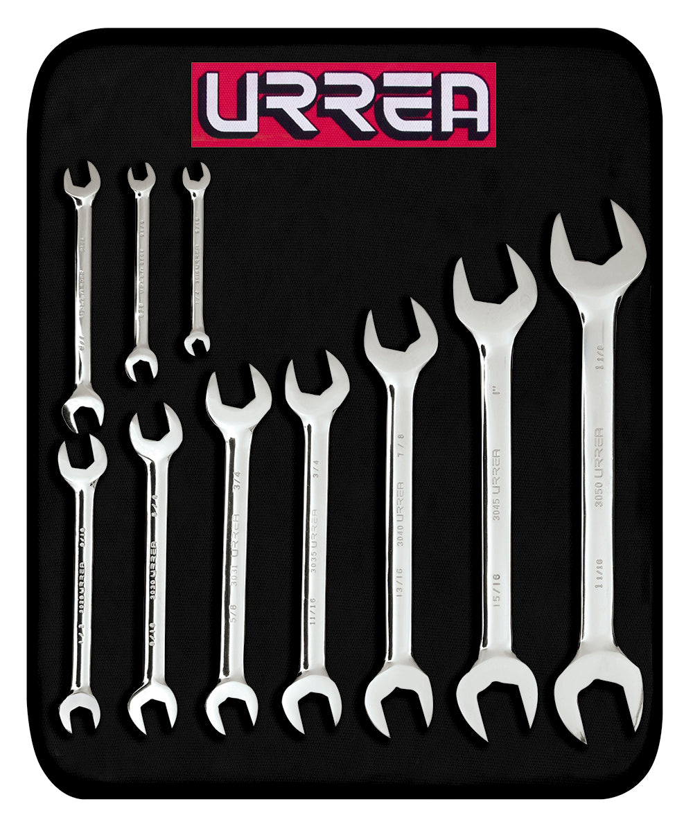 LLAVES ESPANOLAS (JUEGO 10PZ) (1/4" X 5/16"A 1-1/16 X 1-1/8") URREA 3000H